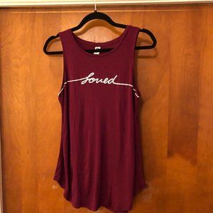 Old Navy Maroon "Loved" Tank - Medium